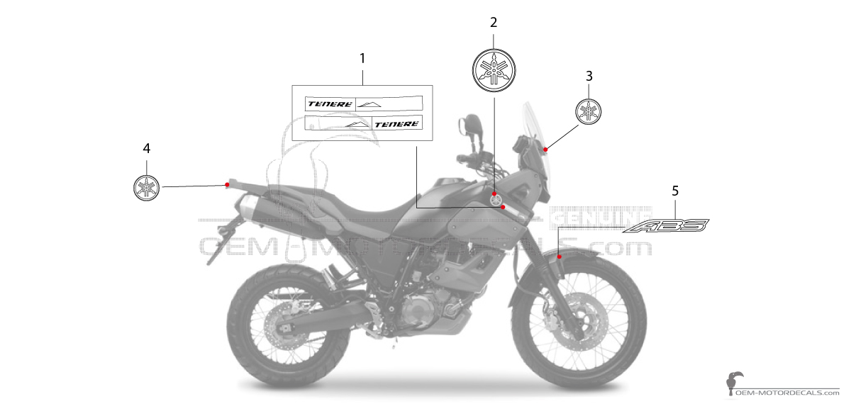 Decals for Yamaha XT660Z Tenere 2010 - Black • Yamaha OEM Decals